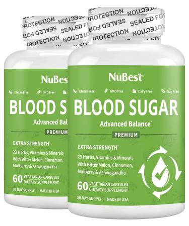 Blood Sugar - Advanced Formula with Bitter Melon Ashwagandha Cinnamon Chromium Magnesium Vitamins Alpha Lipoic Acid Cayenne Pepper & More | Pack 2 New 60 Count (Pack of 2)