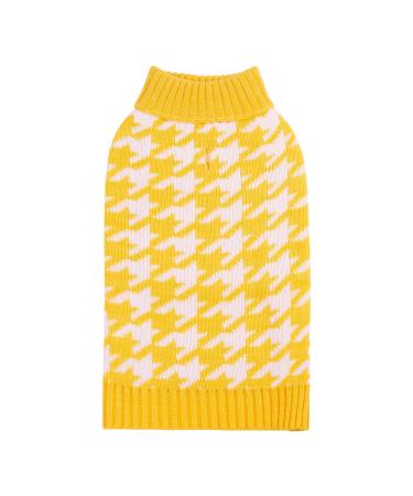 CuteBone Turtleneck Dog Sweater for Small Dogs Houndstooth Pet Winter Clothes Pullover Sweater Cat Clothes,(Medium) Medium 1# Yellow Houndstooth