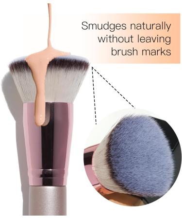 Flat Top Kabuki Foundation Brush for Liquid Makeup - Premium Big Brush with Fiber Bristles for Cream & Powder Makeup - Rose Gold - Buy Online on GoSupps.com