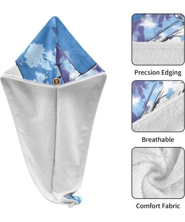 Shark Blue Hair Towel 2 Pack - Super Absorbent Quick Drying Hair Turbans for Women & Girls - Buy Online on GoSupps.com