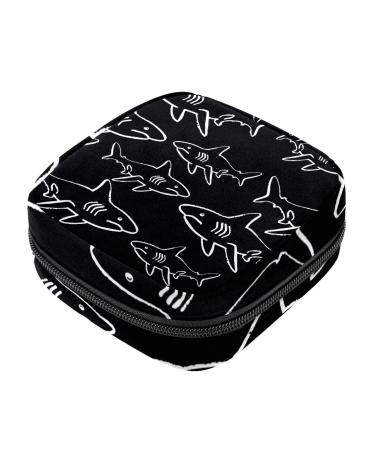 Sanitary Napkin Storage Bag Shark Print Pattern Menstrual Cup Pouch Nursing Pad Holder Tampon Bags Feminine Product Pouches Portable Period Kit Bag Color 7