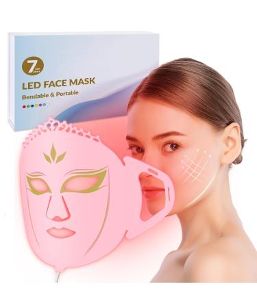 Led Light Mask for Face Red Light Therapy for Face 7 Colors Led Facial Mask Light Therapy Silicone Facial Light Therapy Device Blue Light Face SkinCare Facial Mask for Collagen Production