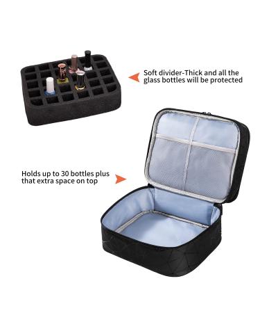 KGMCARE Double-Layer Nail Polish Storage Organizer Case - Holds 30 Bottles (15ml) - Geometric PU Leather - Black - Buy Online on GoSupps.com