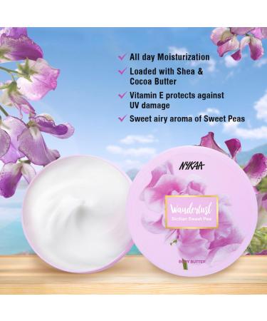 Nykaa Naturals Wanderlust Body Butter - Vegan & Cruelty-Free - Shea & Cocoa Butter - Sicilian Sweet Pea - 6.7 oz | International Shipping Available - Buy Online on GoSupps.com