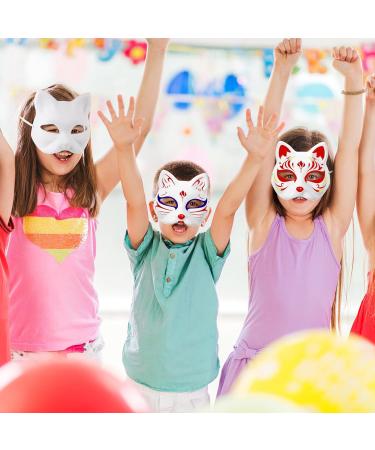 Holidyoyo Cat Mask - 3 Pieces White DIY Half-Face Masks for Halloween Cosplay & Maskerade Parties | Therian-Masks - Buy Online on GoSupps.com