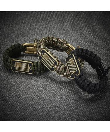 Bronze USA Flag Paracord Bracelet for Military Veterans - Tactical Survival Gift - Buy Online on GoSupps.com