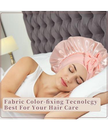 Welrog Satin Hair Hood for Women - Double-Sided Silk Bonnet for Hair Protection - Sleep Hood - Pink/Light Pink - Buy Online on GoSupps.com