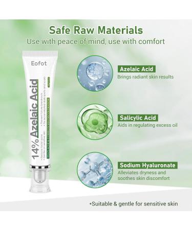 Eofot 14% Azelaic Acid Acne Cream Azelaic Acid For Face Helps Improve the Appearance of Acnes - Azalecic Acids Acido Azelaico 1 Fl Oz - Buy Online on GoSupps.com