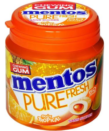 Mentos - Chewing Gum Mentos Pure Fresh Tropical - Sugar-free Chewing Gum - Ultra Gourmet Tropical Mango Orange Pineapple Fragrance - Lasts Long Time - 8 Boxes of 50 Dragees - Buy Online on GoSupps.com