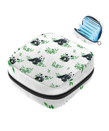 MUOOUM Sanitary Napkin Storage Bag Panda Bamboo Leaves Menstrual Cup Pouch Portable Sanitary Napkin Pads Storage Bags Feminine Menstruation First Period Bag for Teen Girls Women Ladies Multi-colored 3