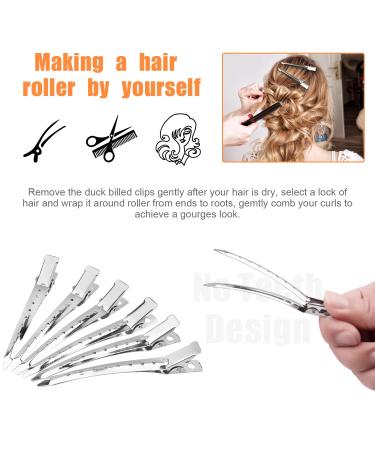24 Pcs Duck Bill Hair Clips - Metal Alligator Curl Clips for Women Styling Sectioning - BetyBedy 3.5 Inches Hair Pins for Hair Coloring & Thick Hair Roller (Silver) - Buy Online on GoSupps.com