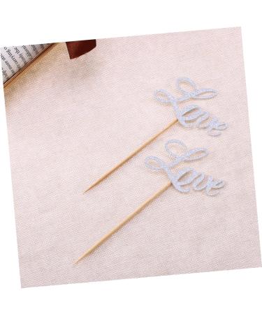 ibasenice 5pcs Fruitcakes Birthdays Love Cake Picks Appetizer Picks Cocktail Picks Anniversary Glitter Heart Toppers Stick Fruit Picks Food Skewers Picks Valentines Day Wooden Wedding Props - Buy Online on GoSupps.com