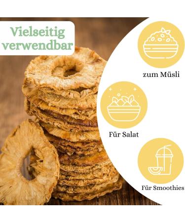  1001 Frucht Naturally dried pineapple - 250g - Exotic dried fruit with no additives - Sugar-free dried pineapple - Sun-dried pineapple discs - Aromatic pineapple discs - Buy Online on GoSupps.com
