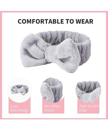 WSYUB Spa Headband Set - Bow Hair Band for Washing Face and Makeup, Fluffy & Soft Headbands for Skincare, Slumber Party Supplies - Black, White, Grey - Buy Online on GoSupps.com