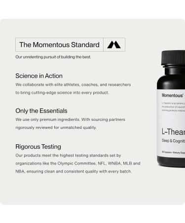 Momentous L-Theanine Supplement - 200 mg Capsules to Promote Relaxation & Focus - NSF Certified for Sport - GMO- & Gluten-Free - 60 Servings - Buy Online on GoSupps.com