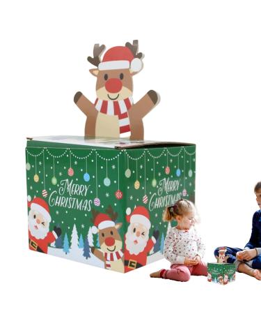 Christmas Money Boxes Set | Paper Christmas Money Box for Kids with 30 Bags Candy Box Holiday Cash Pull Package Box for Loved Person Green