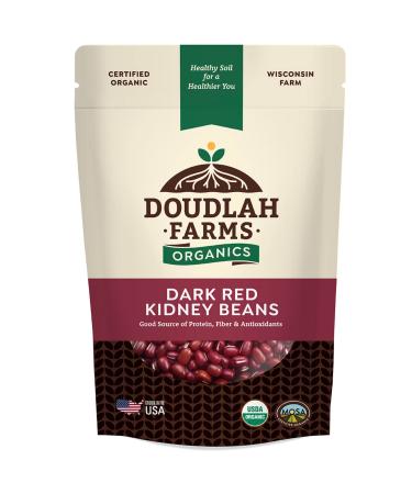 Organic Dried Dark Red Kidney Beans 1lb Bulk by Doudlah Farms - Farmed From Regenerative Soil | Vegan, Non-GMO, Grown In USA | Fiber & Protein for Soups, Burritos, Salads, and More! 1 Pound (Pack of 1)