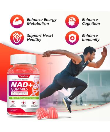 NAD Gummies, 12-in-1 NAD Supplements for Women & Men, NAD+ with Nicotinamide Riboside, Resveratrol, Quercetin for Anti-Aging, Cell Regeneration, DNA Repair, Raspberry Flavor, 120Ct 60 Count (Pack of 2) - Buy Online on GoSupps.com