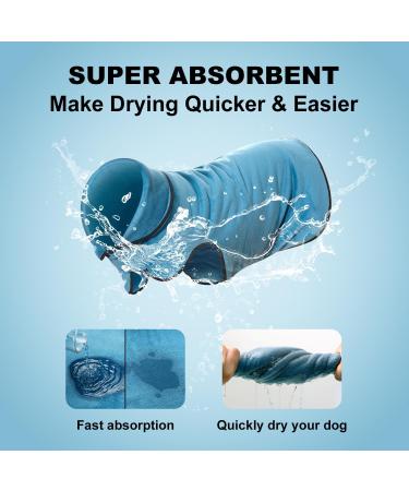 Rongyicare Adjustable Dog Bathrobe with Collar - Rapid Drying Absorbent Waffle for Large Dogs (XXXL 73-80cm Blue) - Buy Online on GoSupps.com