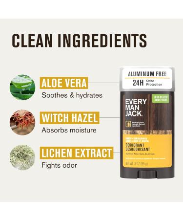 Every Man Jack Amber + Sandalwood Men s Deodorant - Stay Fresh with Aluminum Free Deodorant For all Skin Types - Odor Crushing Long Lasting with Naturally Derived Ingredients - 3oz (4 Pack) - Buy Online on GoSupps.com