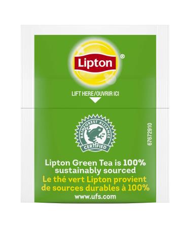 Lipton Green Enveloped Hot Tea Bags 100% Natural Made with Tea Leaves Sourced from Rainforest Alliance Certified Farms 100 Count Pack of 5 Green 100 Count (Pack of 5)
