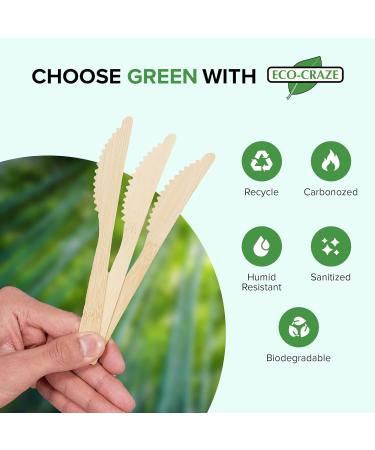 Eco-Craze (1000 Count) Bamboo Disposable Knives 100% Natural & Biodegradable Alternative to Plastic Knives Compostable Bamboo Knives for Party - Buy Online on GoSupps.com