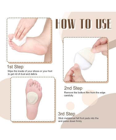 Tondiamo 20-Piece Metatarsal Felt Foot Pads - Ball of Foot Cushions for Women & Men - Heel Insoles for Pain Relief - 1/4 Inch Thick Off-White - Buy Online on GoSupps.com