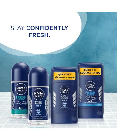 NIVEA Men Cool Kick Deodorant Stick | Men s Deodorant | 48H Deodorant for Odor and Sweat Protection | Suitable for all skin types | Dermatologically Tested 50 mL Stick Cool-Kick - Buy Online on GoSupps.com