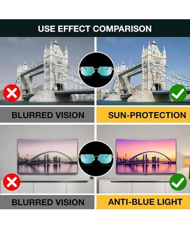 Stylish Borderless Anti-Blue Light Reading Glasses +3.0 for Men & Women - Light Green Crystal Lenses - Buy Online on GoSupps.com