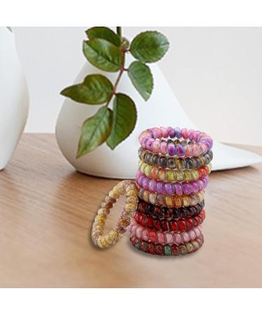 Spiral Hair Ties - Printed Coil Hair Accessories for Women and Girls (Pack of 10) - D-Feather Color - Buy Online on GoSupps.com