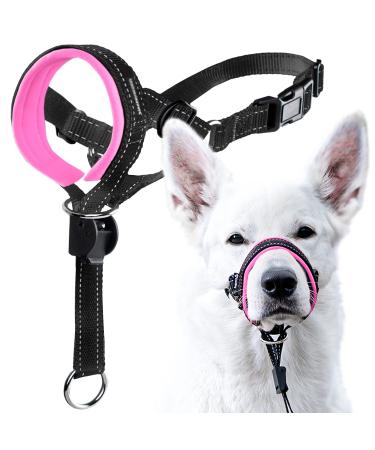 Goodboy halter for dogs with seat belt - prevents heavy pulling on a leash - padded halter for small medium -sized and large dogs - halter with training instructions (size 4 pink) 4 black nylon pink padding