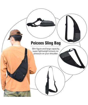 Peicees Sling Bag | Shoulder Backpack with Multiple Pockets for Outdoor Activities | Black - Buy Online on GoSupps.com