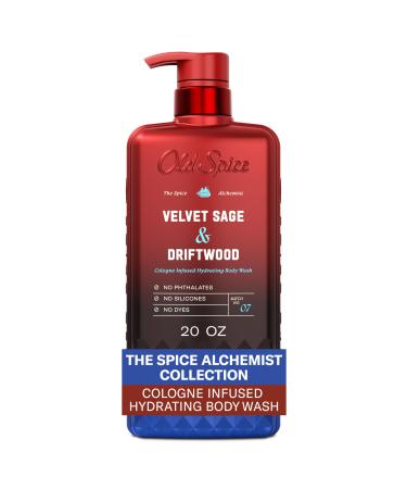 Old Spice Body Wash for Men The Spice Alchemist Collection 24/7 Cologne Infused Hydration No Trade Off Formula Free of Phthalates Silicones & Dyes Velvet Sage + Driftwood Scent 20 oz