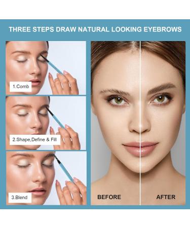 TurritopsisD Eyebrow Pencil Liner 2-Pack Dark Brown | Waterproof Long-Lasting Retractable Eyebrow Makeup with Built-in Brush for Natural Look - Buy Online on GoSupps.com