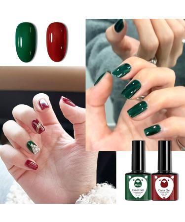 Christmas Gel Nail Polish Set Glitter Red Green Gold Silver 6 Colors Burgundy Dark Red Soak Off LED/UV Lamp Manicure Nail Varnish Sets for Women Nail Art Salon DIY Home - Buy Online on GoSupps.com