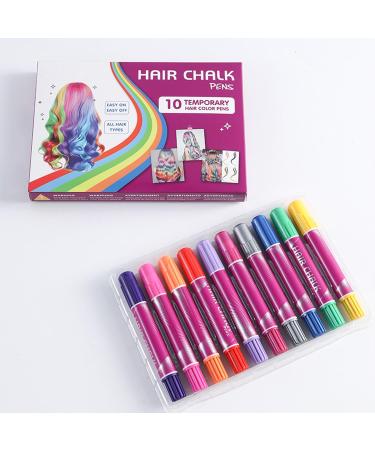 Teinture Capillaire Temporaire 10 Couleurs Craies Colorantes pour Cheveux Marqueurs de Coloration Temporaire Kit de Maquillage Lavable Jouet Amusant pour Adolescents et Adultes pour le Cosplay - Buy Online on GoSupps.com