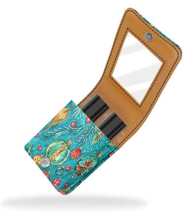 Travel Lipstick Organizer Case | Portable Makeup Bag with Mirror | Christmas Decorations Design - Perfect for International Shipping - Buy Online on GoSupps.com