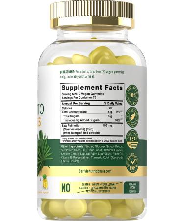 Carlyle Saw Palmetto Extract Gummies | 480mg | Vegan Non-GMO Gluten Free Supplement - Buy Online on GoSupps.com