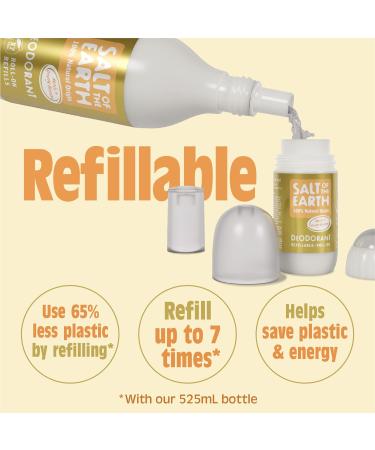 Salt of the Earth Refillable Natural Deodorant Roll On | 100% Natural Ingredients | Eco-friendly Vegan | Women Men & Kids | Neroli & Orange Blossom - 75ml - Buy Online on GoSupps.com