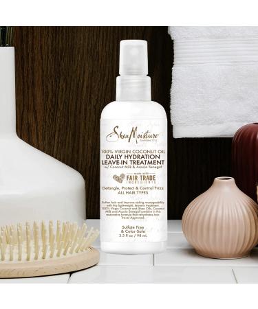Shop Shea Moisture 100% Virgin Coconut Oil Daily Hydration Leave In Treatment - 3.3oz | Nourishing Hair Care for All Hair Types | Fast International Shipping - Buy Online on GoSupps.com