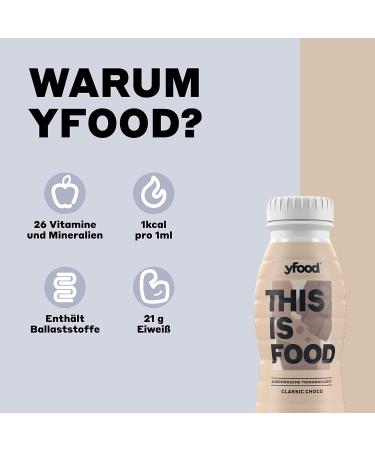 Yfood Drink Classic Choco - Delicious Protein Meal on the Go | 21g Protein 26 Vitamins & Minerals | 16 x 330ml Pack - Buy Online on GoSupps.com
