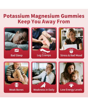 2 Pack Potassium Magnesium Gummies Sugar Free Potassium Supplement Magnesium Glycinate 500mg Ashwagandha Vitamins D3 C B6 Calcium & Zinc for Sleep Leg Cramps & Muscle Relaxation-120 Count Strawberry 60 Count (Pack of  - Buy Online on GoSupps.com