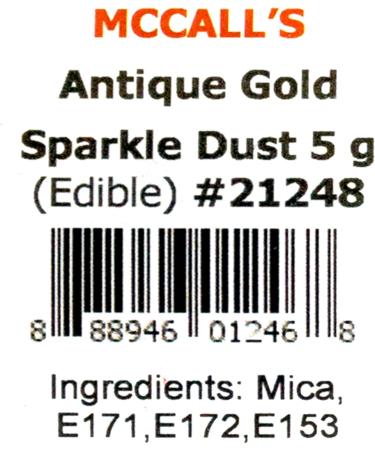 McCall's Edible Sparkle Diamond Antique Gold Lustre Dust Cake Decorating Glitter - 5 g - Made in Canada - Buy Online on GoSupps.com