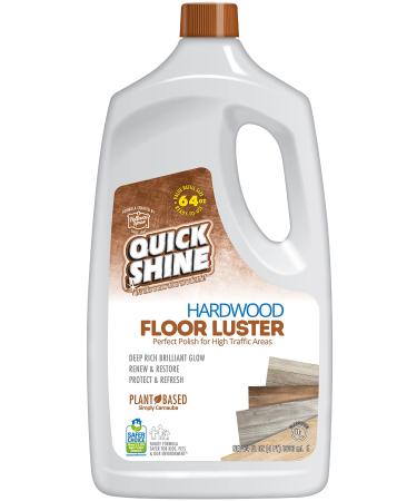 Quick Shine Hardwood Floor Luster 64oz | Plant-Based Cleaner & Polish w Carnauba | Simply Squirt & Spread | Don't Refinish It, Quick Shine It | Safer Choice Cleaner | Restore-Protect-Refresh 1 Bottle 64 Ounce