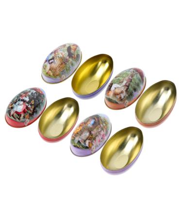 VILLCASE 4pcs Box Easter Egg Candy Box Dinning Table Decor Easter Tin Festival Candy Case Cartoon Tea 11.5x7cm As Shown