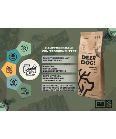 DEER DOG! (1 x 5 kg) | Premium dry dog food with red deer 65% + blackberry for large dogs | Grain-free dry dog food | Dry dog food - Buy Online on GoSupps.com