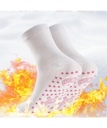 AZXY Self-Heating Socks Comfortable Elastic Resistant to Penetration Heating Socks Warm and Cold-Resistant Cotton Socks Massage Function Perfect for Severe Cold Weather White