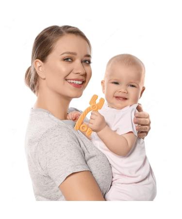 4Pack Silicone Teething Toys for Babies 0-12 Months | BPA Free Chew Relief Toys with Clip | Molar Teether Keepsake Gifts | Orange+Yellow - Buy Online on GoSupps.com