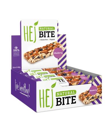HEJ Bite | Vegan Nut Bar Snack | Blueberry - 12 x 40 g Blueberry 12 pieces (1 pack) - Buy Online on GoSupps.com