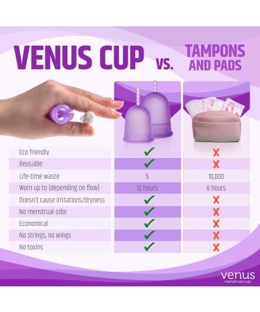 Venus Menstrual Cup - 100% Medical Grade Silicone - Eco-Friendly Period Cup - Small Size - Made in USA - Reusable Tampon Alternative - Buy Online on GoSupps.com